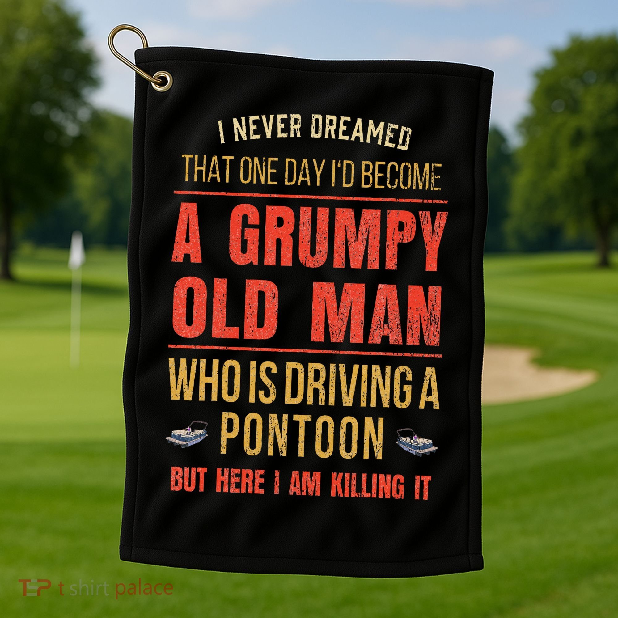 Pontoon Boat Fun At The Lake Tritoon Captains Golf Towel