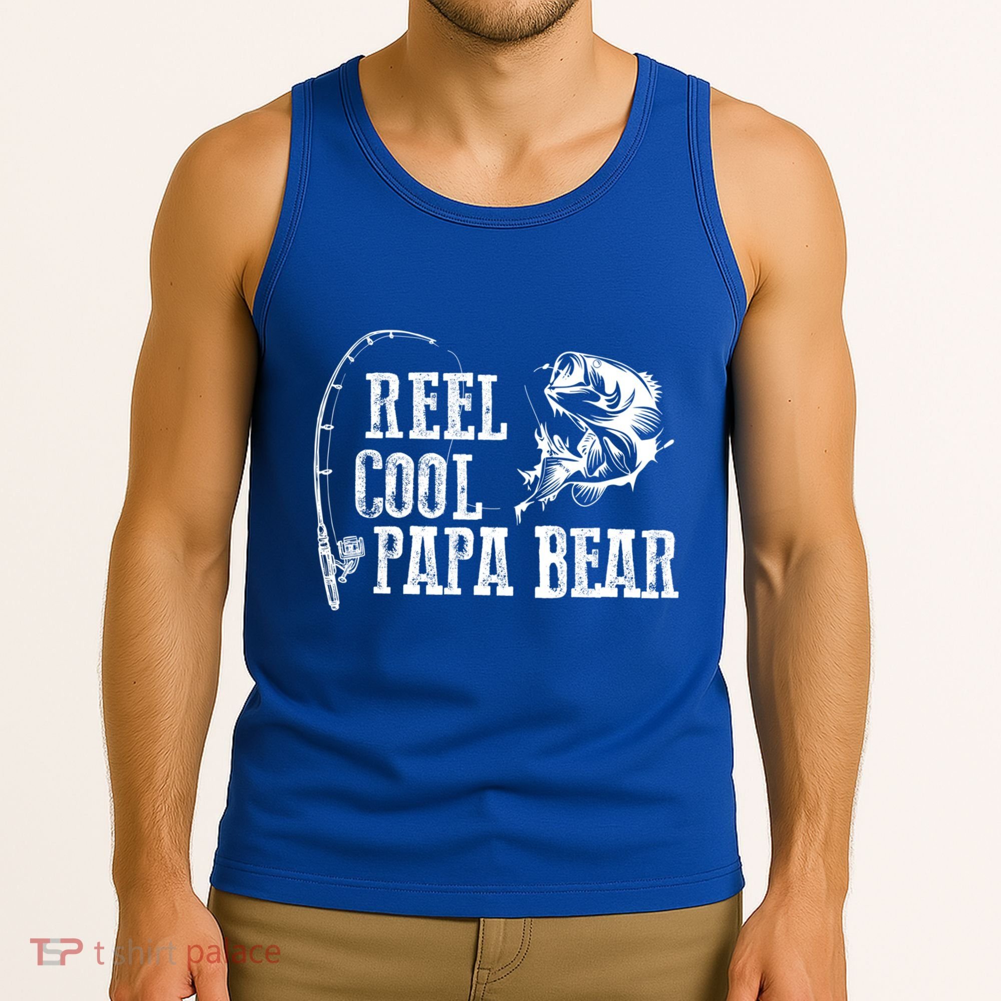 Papa Bear Fishing: Reel Cool Papa Bear Funny Gift Cute Gift Tank Top