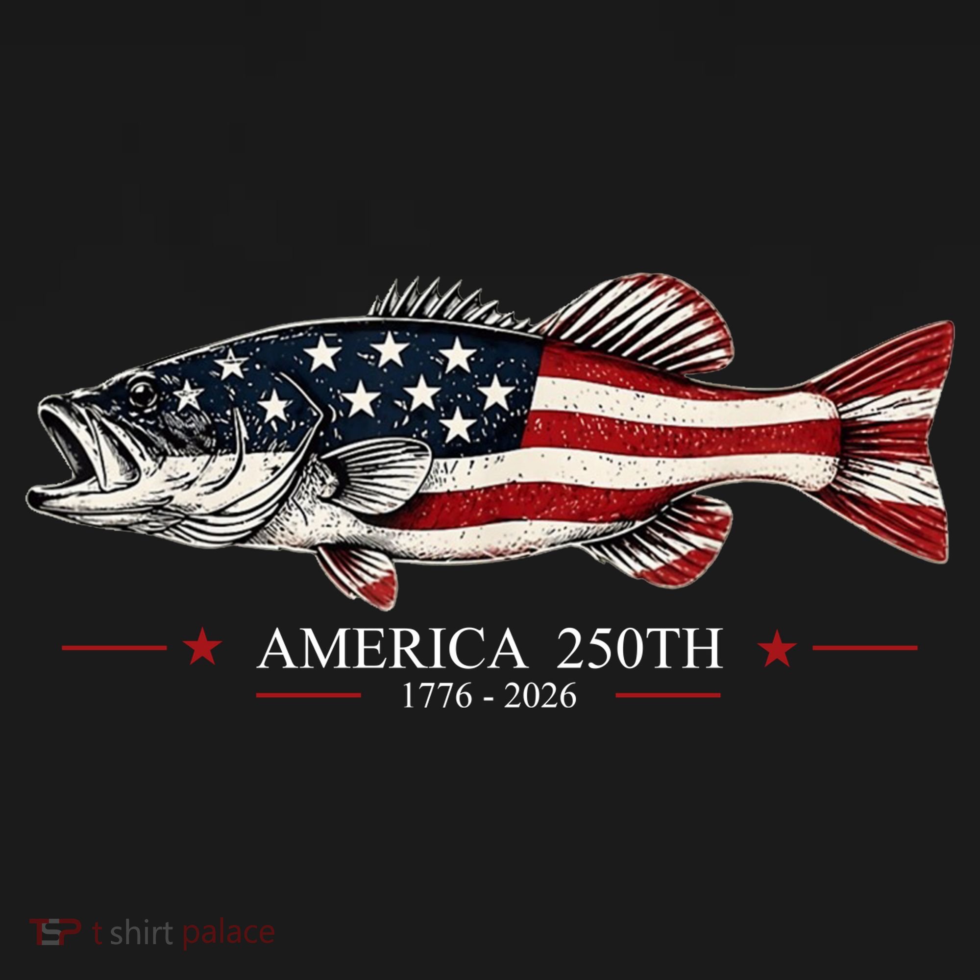 Patriotic Bass Fishing America's 250th Celebration 250 Years Long Sleeve Shirt