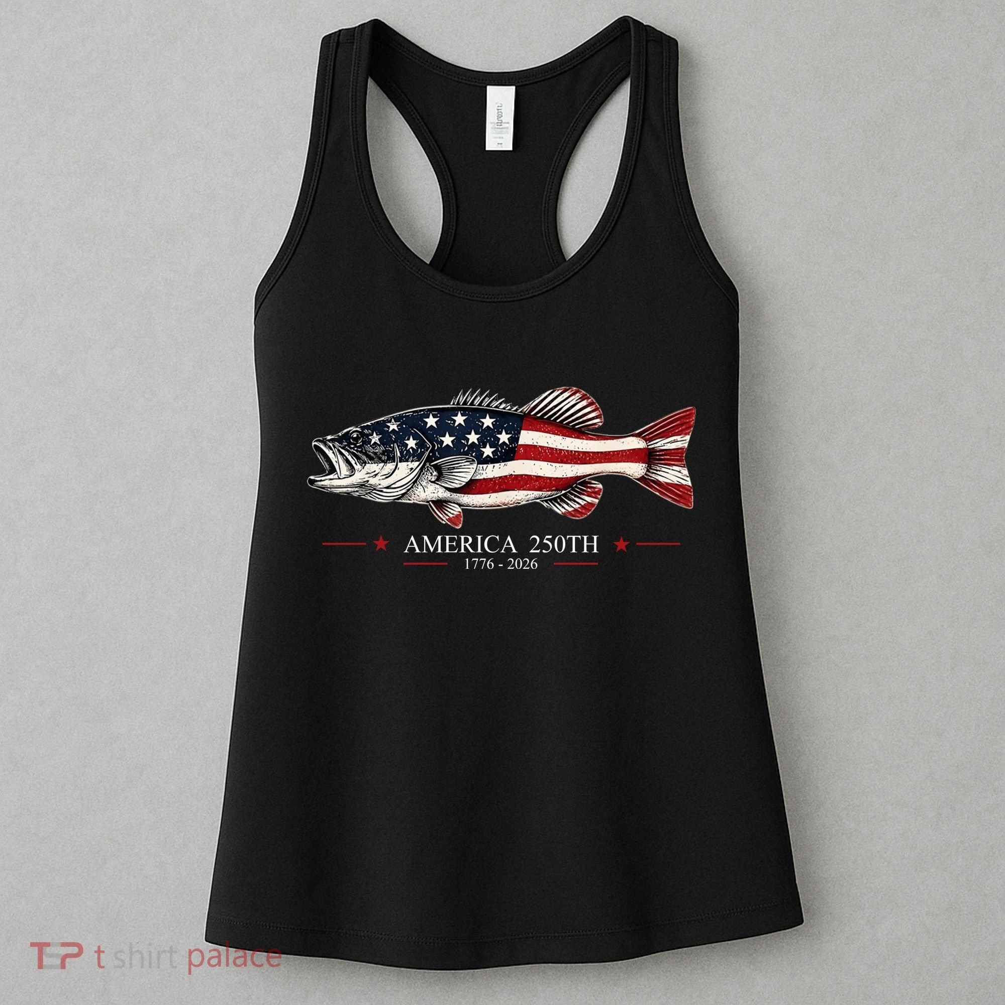 Patriotic Bass Fishing America's 250th Celebration 250 Years Women's Tank Top