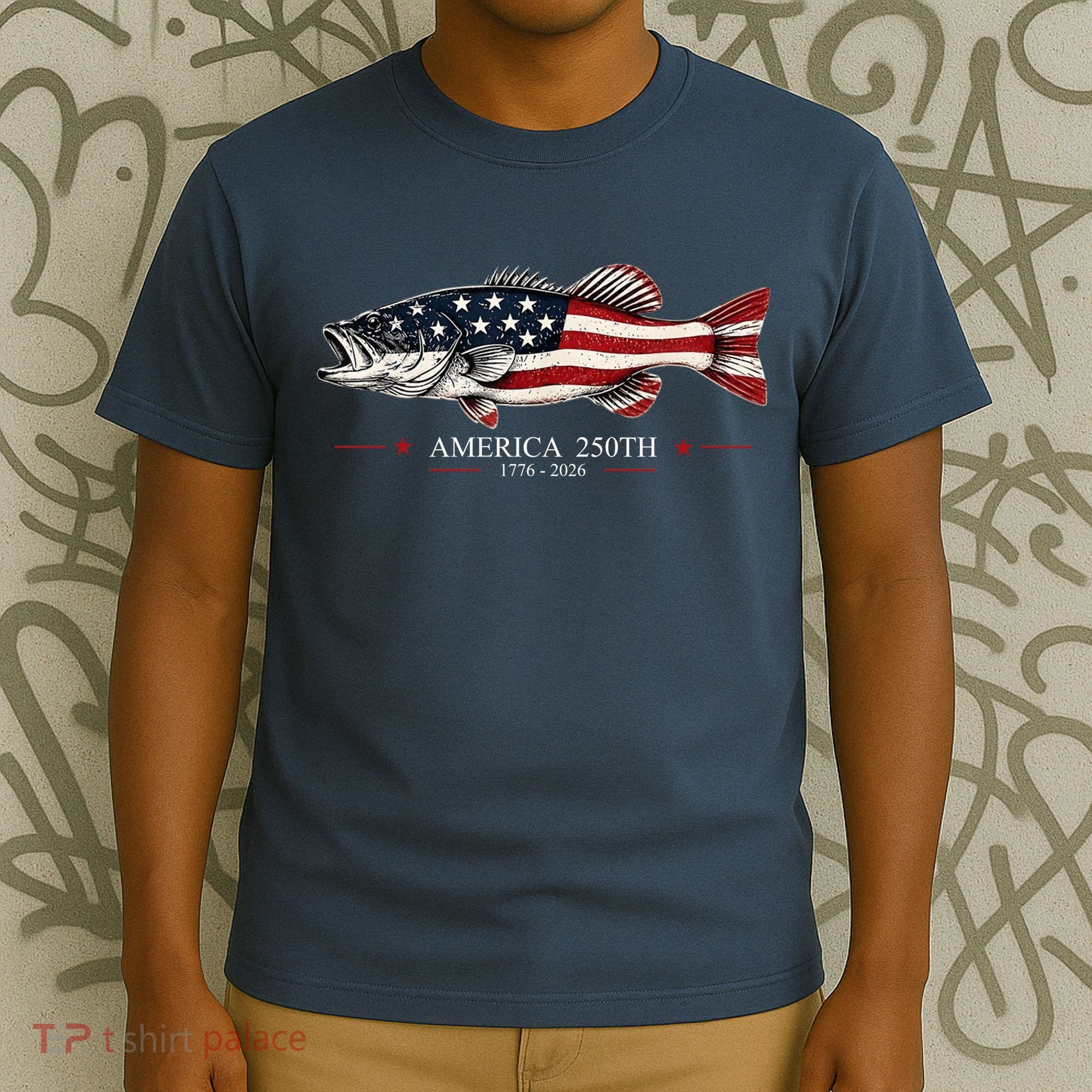Patriotic Bass Fishing America's 250th Celebration 250 Years T-Shirt