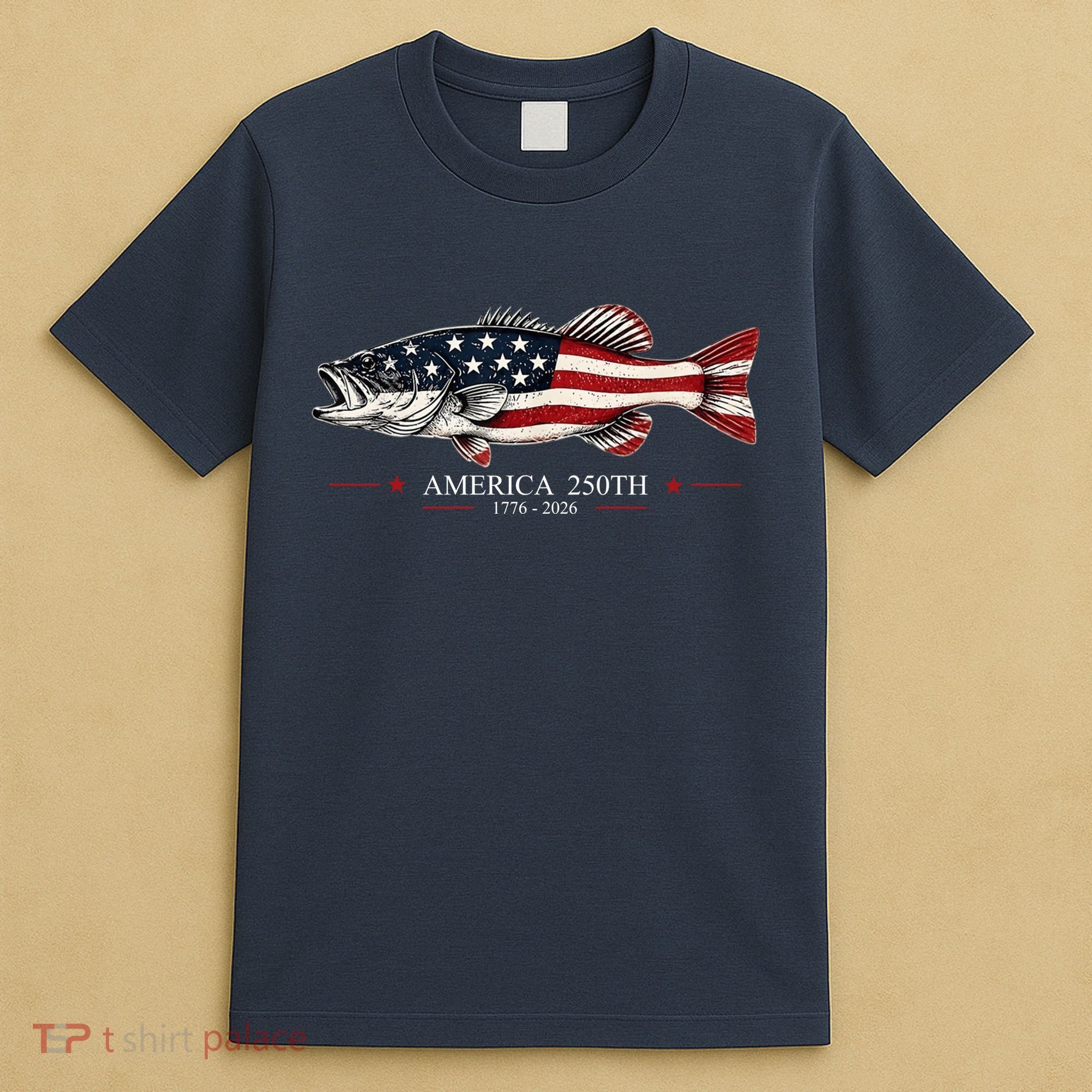 Patriotic Bass Fishing America's 250th Celebration 250 Years T-Shirt
