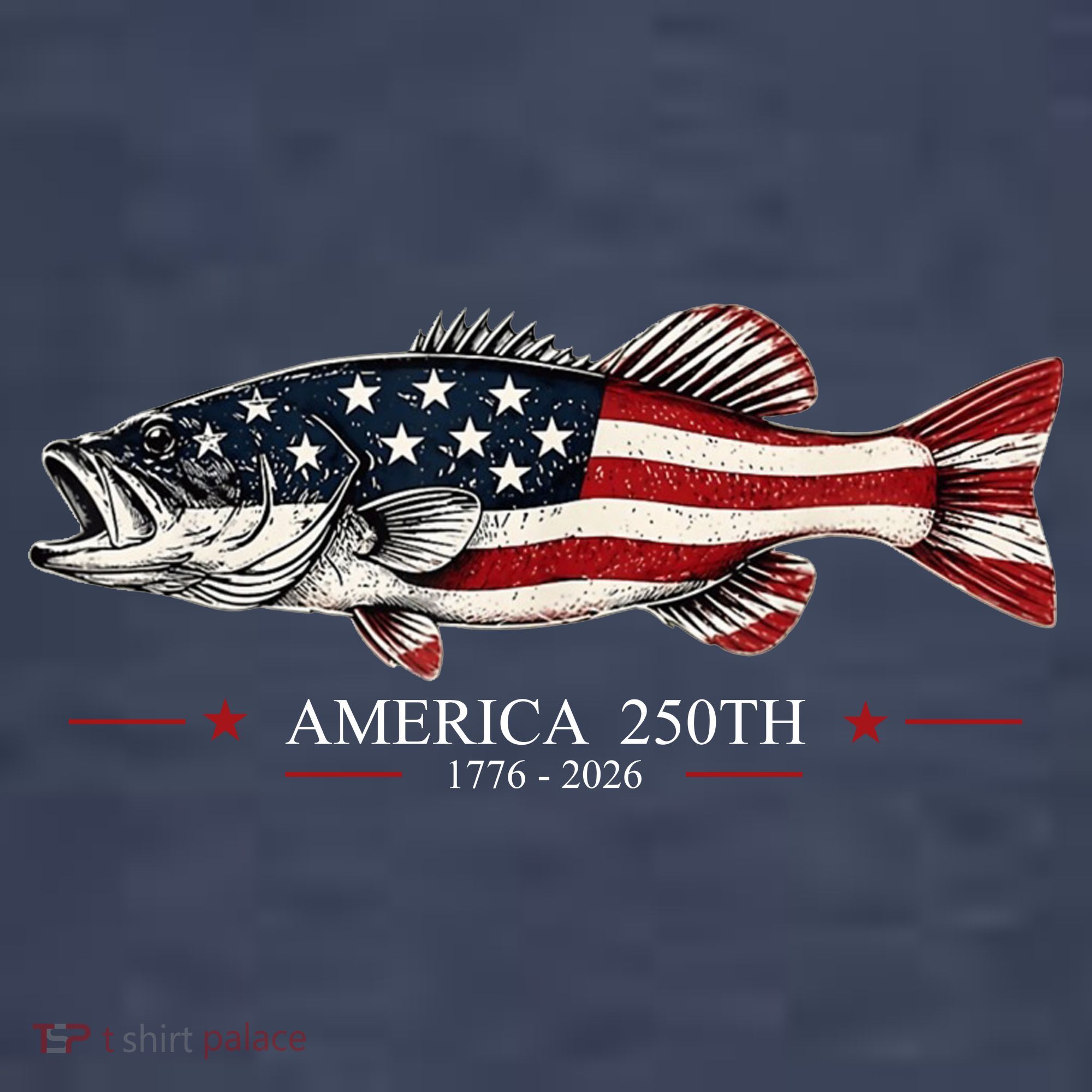 Patriotic Bass Fishing America's 250th Celebration 250 Years T-Shirt