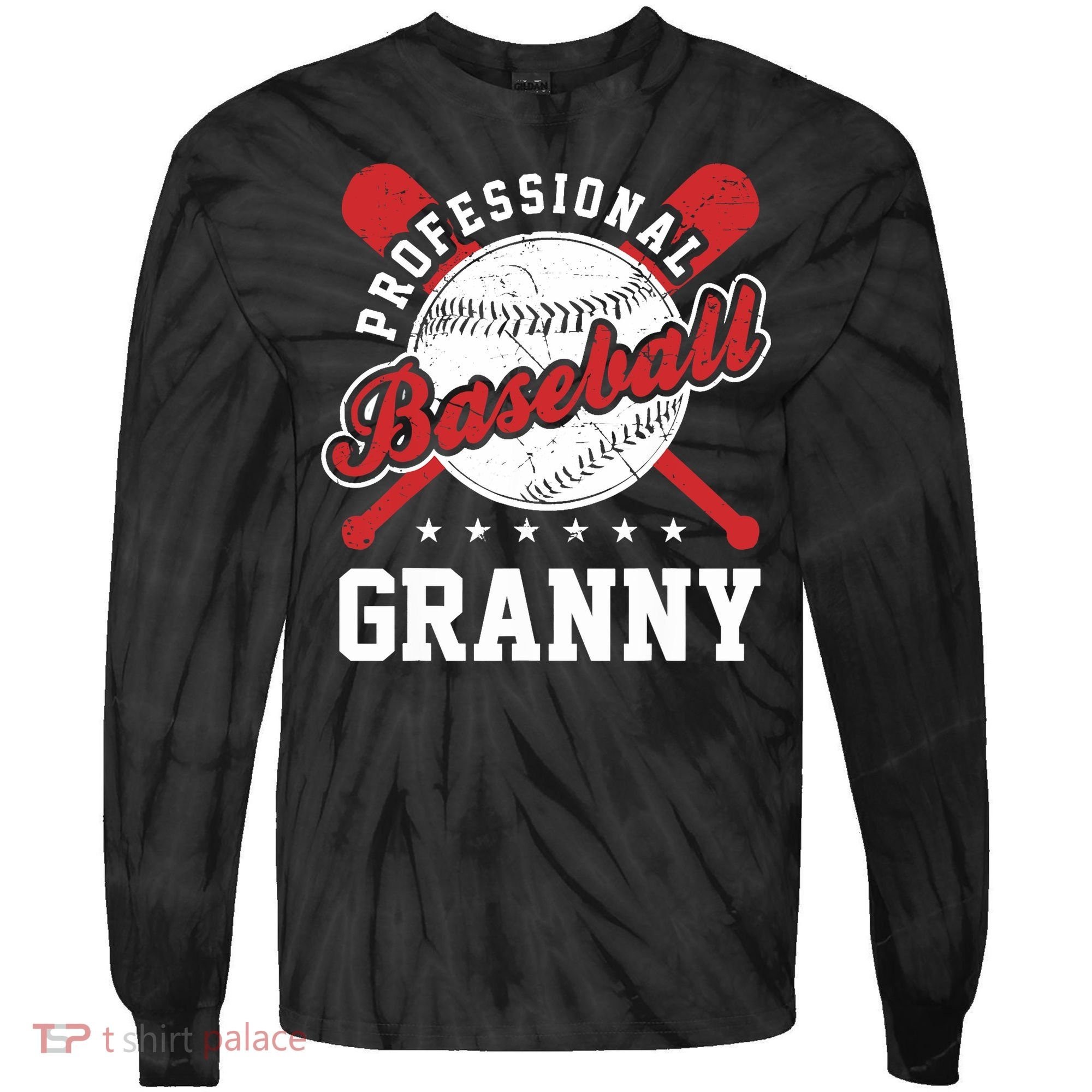 Professional Baseball Granny Team Sport Tie-Dye Long Sleeve Shirt