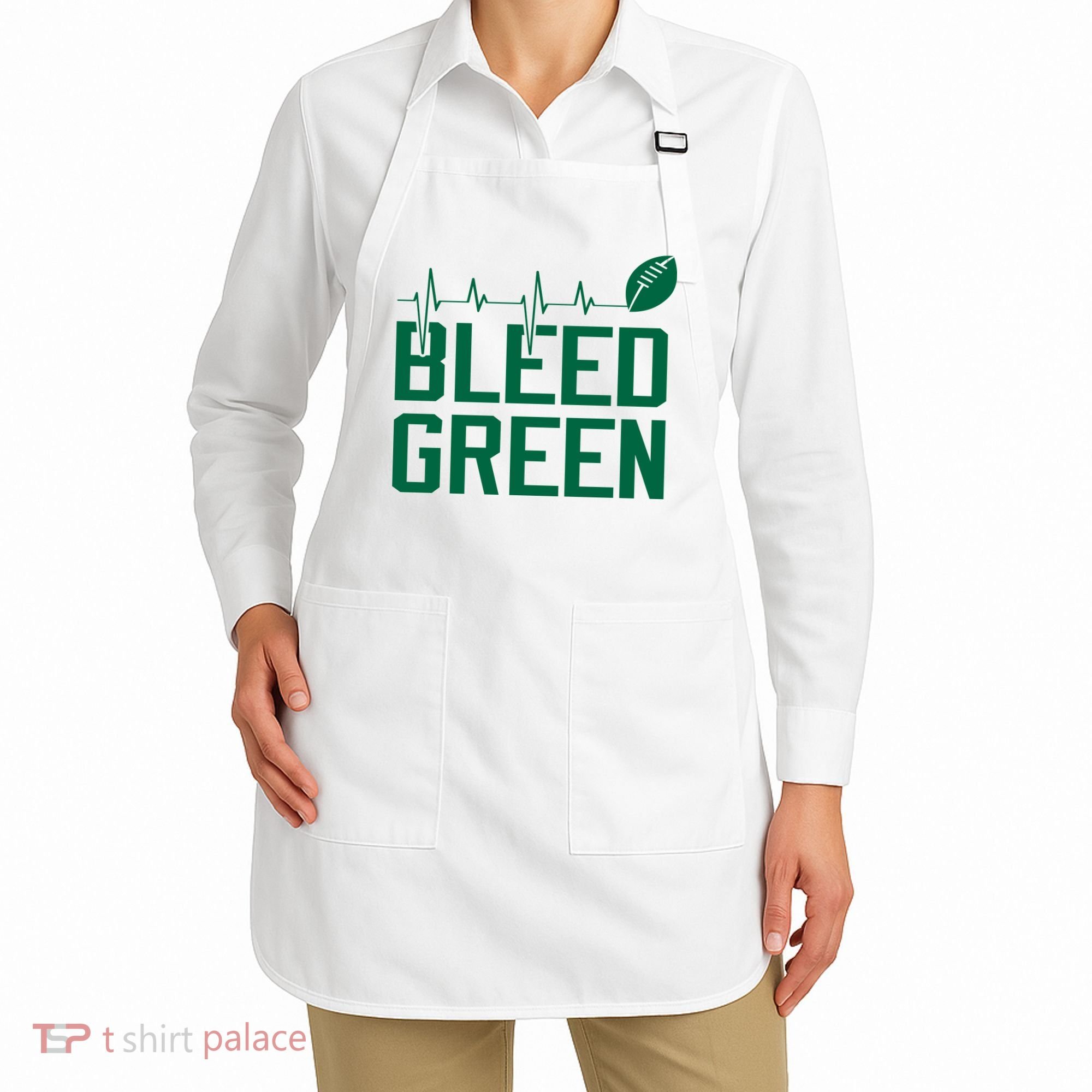 Bleed Green Football Team heart beat Apron