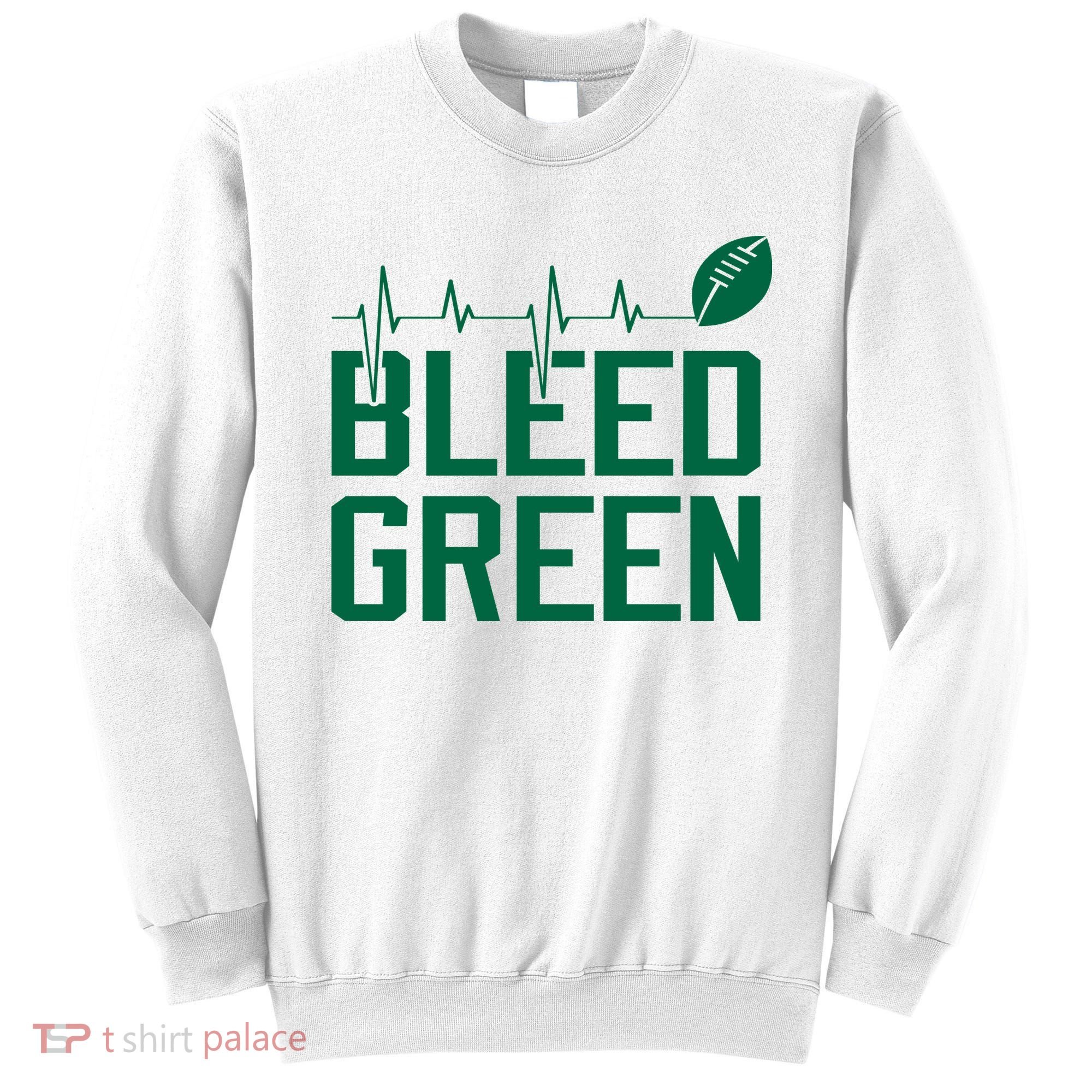 Bleed Green Football Team heart beat Sweatshirt