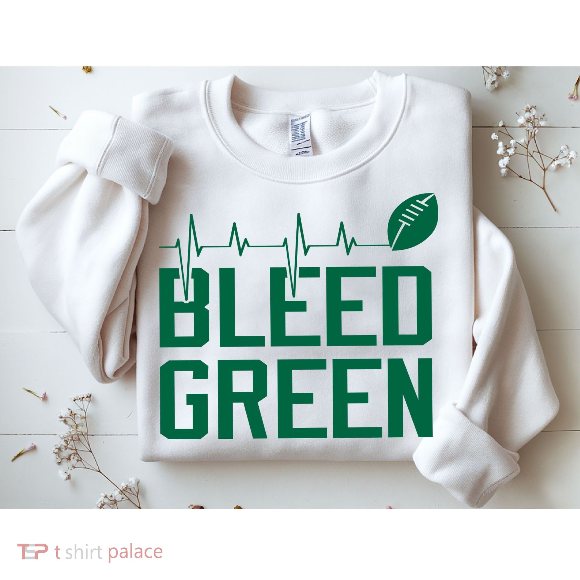 Bleed Green Football Team heart beat Sweatshirt