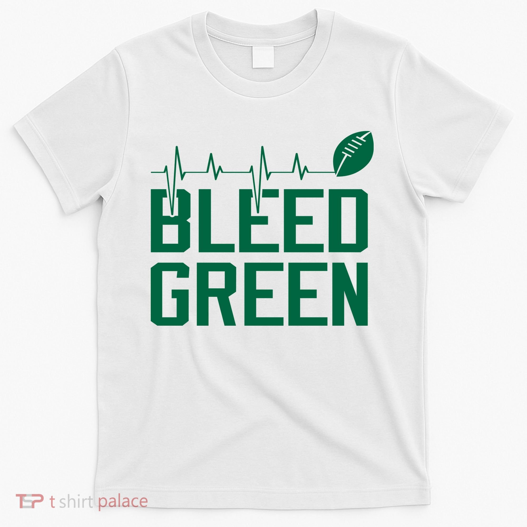 Bleed Green Football Team heart beat T-Shirt