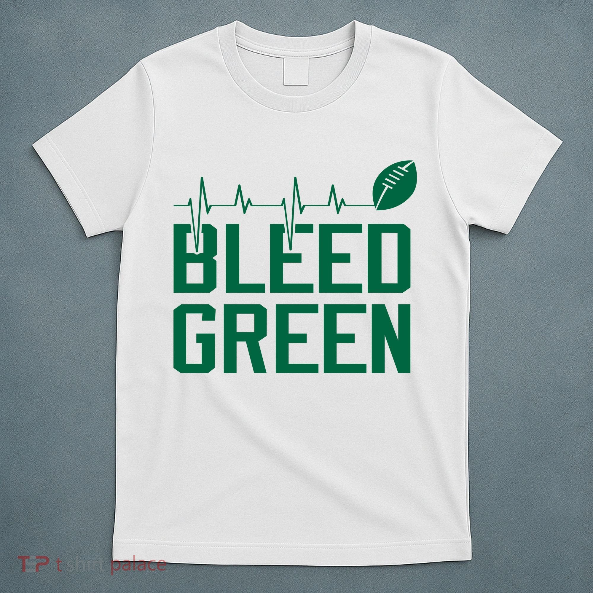 Bleed Green Football Team heart beat T-Shirt