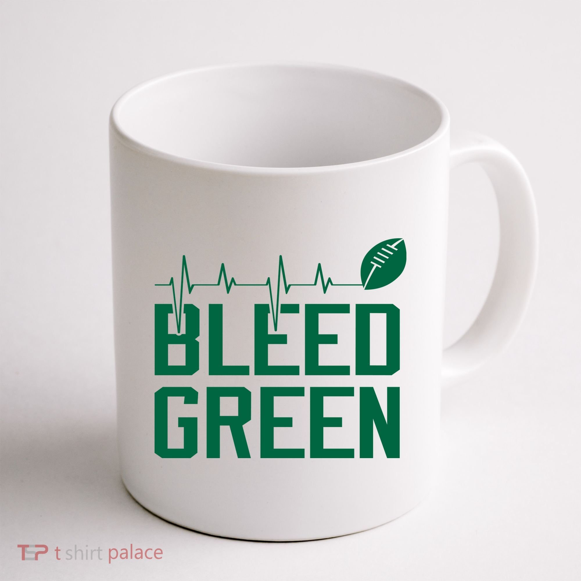 Bleed Green Football Team heart beat Coffee Mug