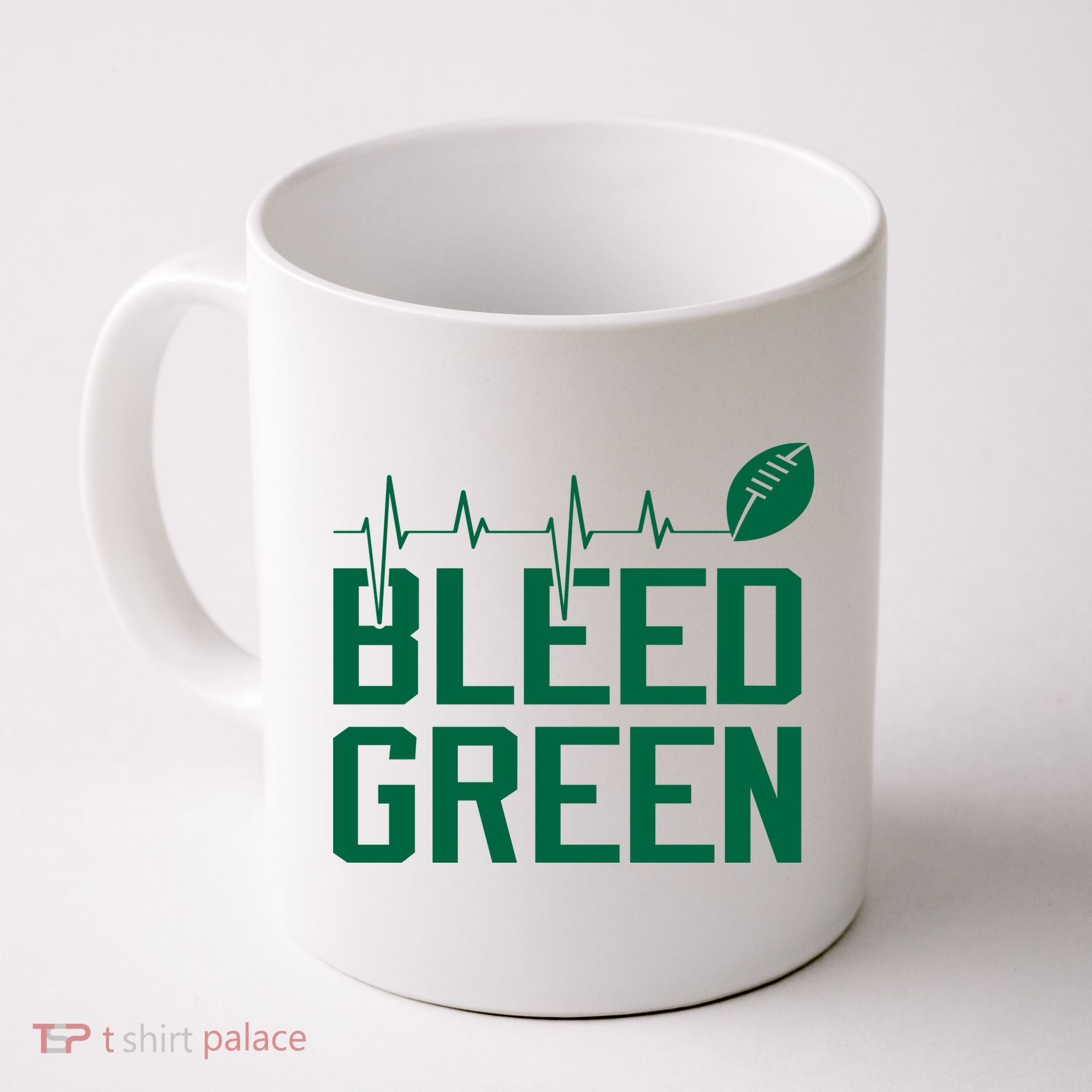 Bleed Green Football Team heart beat Coffee Mug