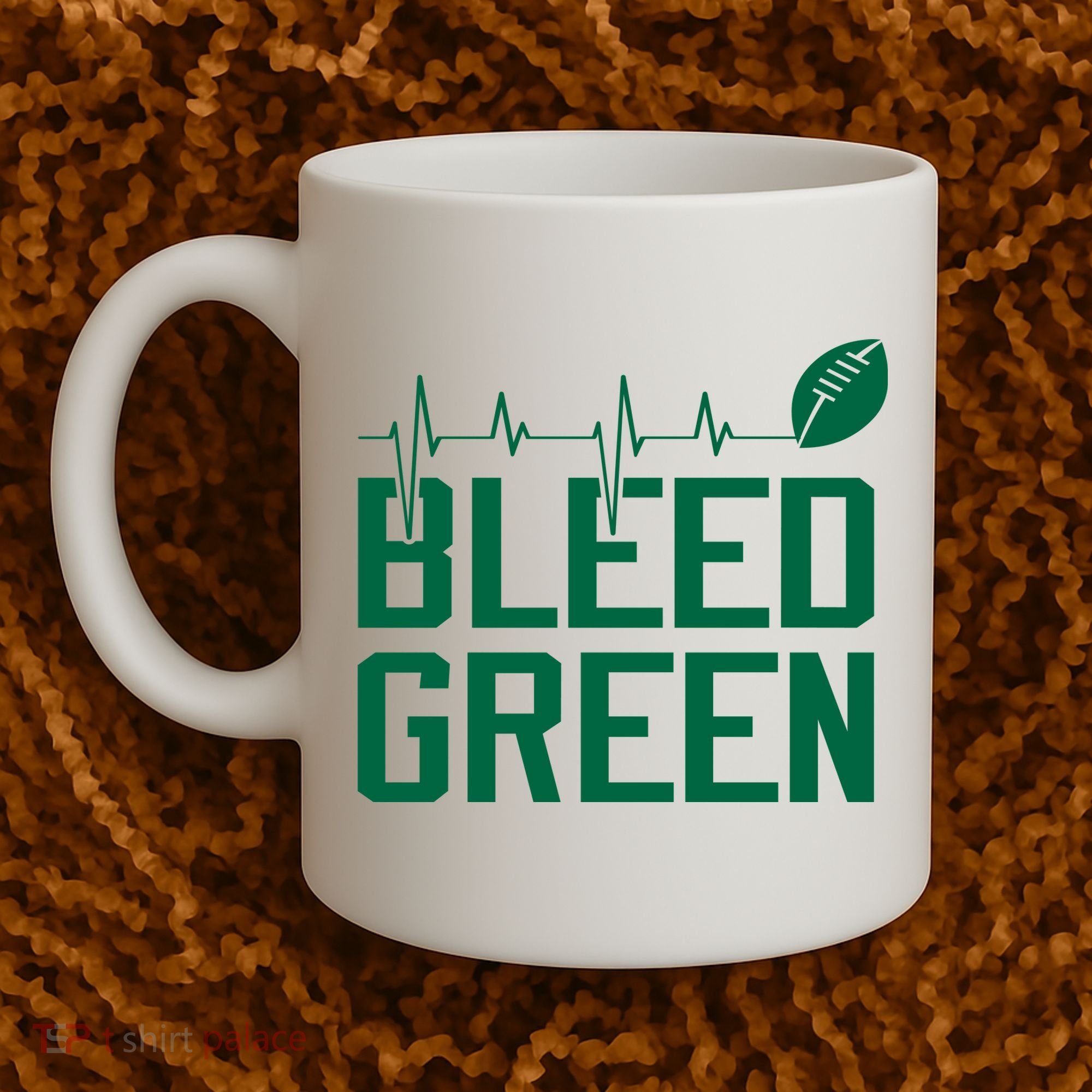 Bleed Green Football Team heart beat Coffee Mug