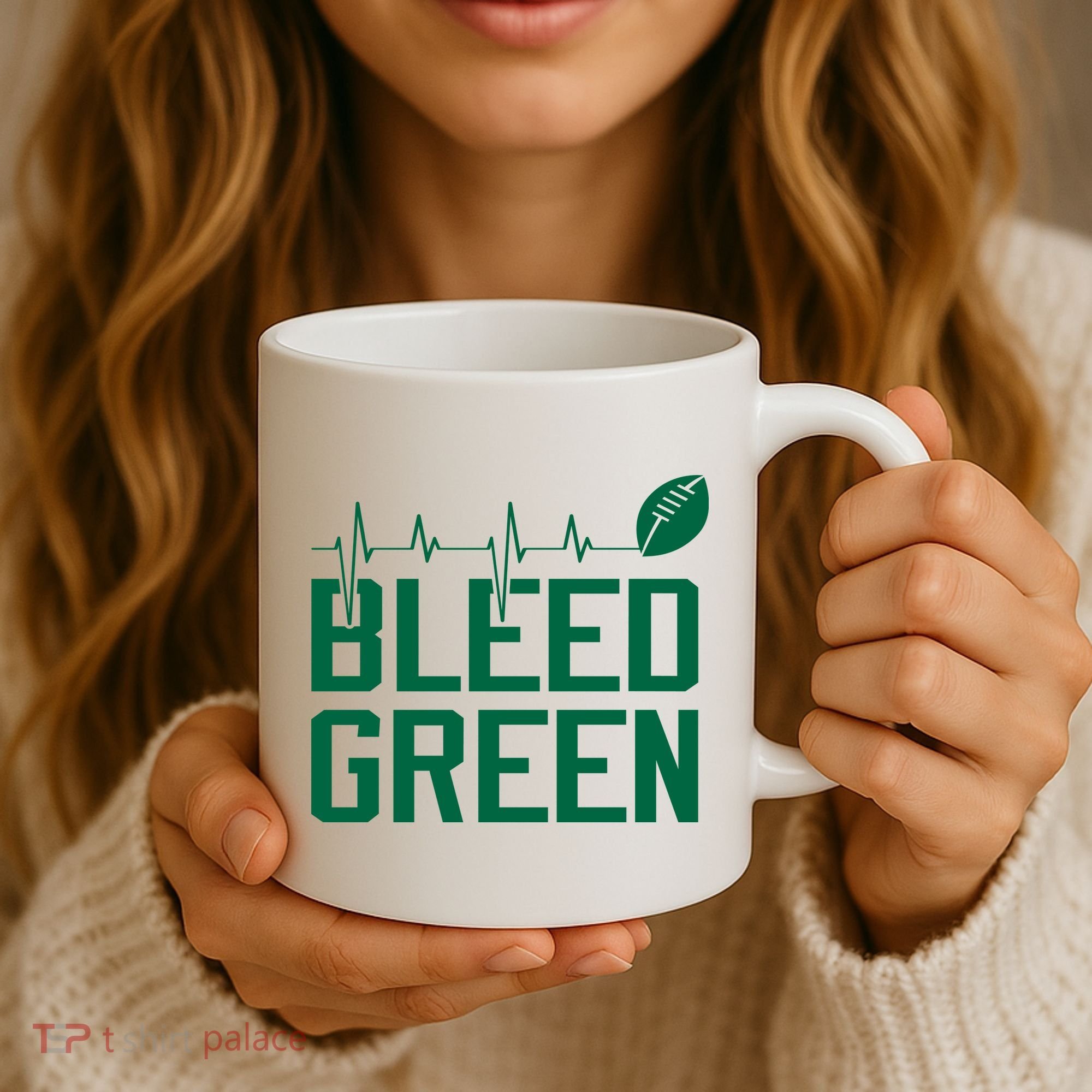 Bleed Green Football Team heart beat Coffee Mug