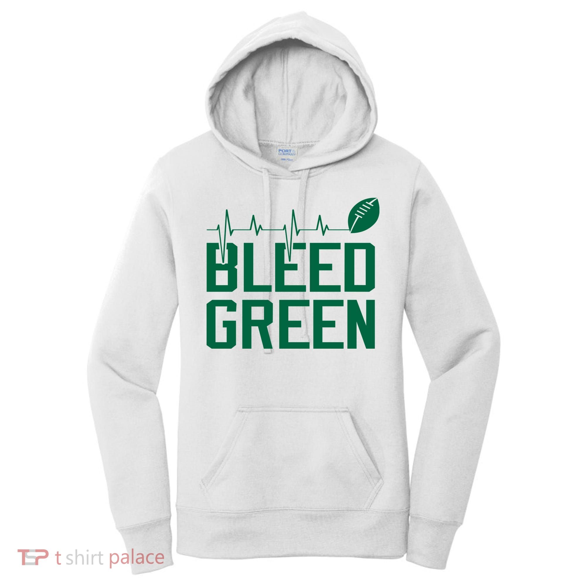Bleed Green Football Team heart beat Women's Hoodie