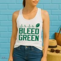 Bleed Green Football Team heart beat Women's Tank Top thumb 2