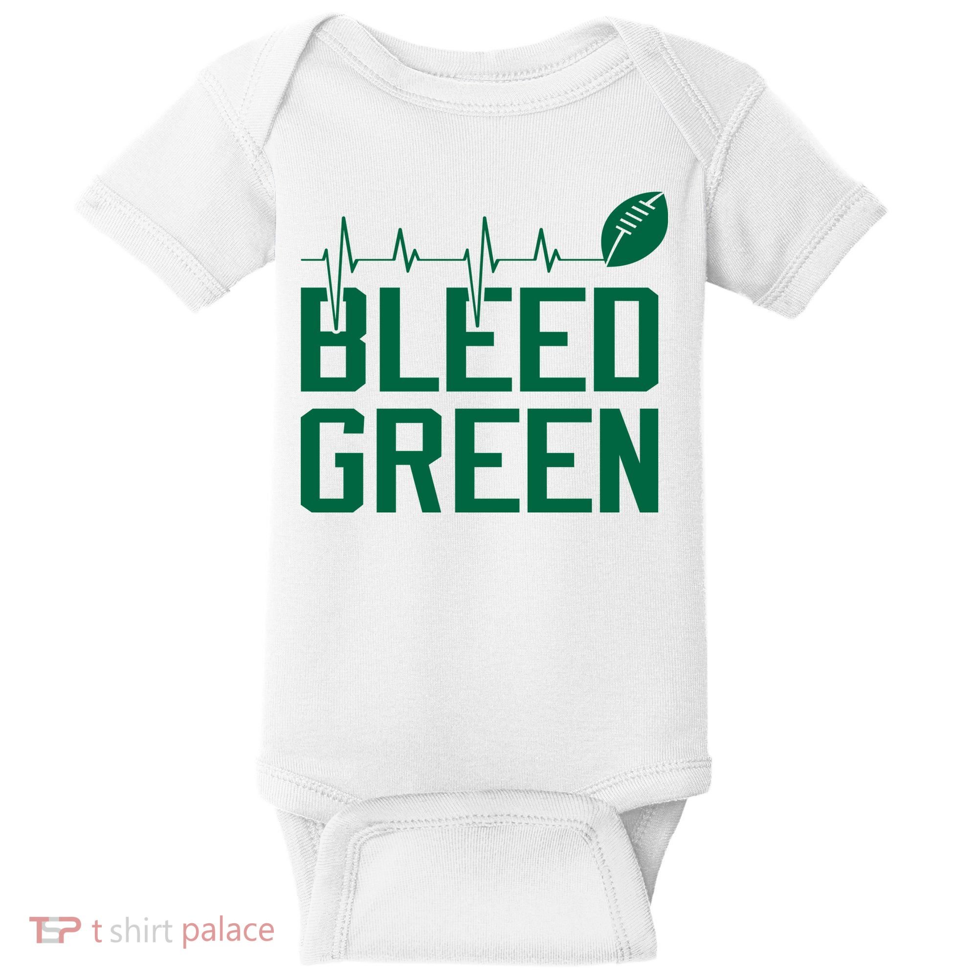 Bleed Green Football Team heart beat Baby Bodysuit