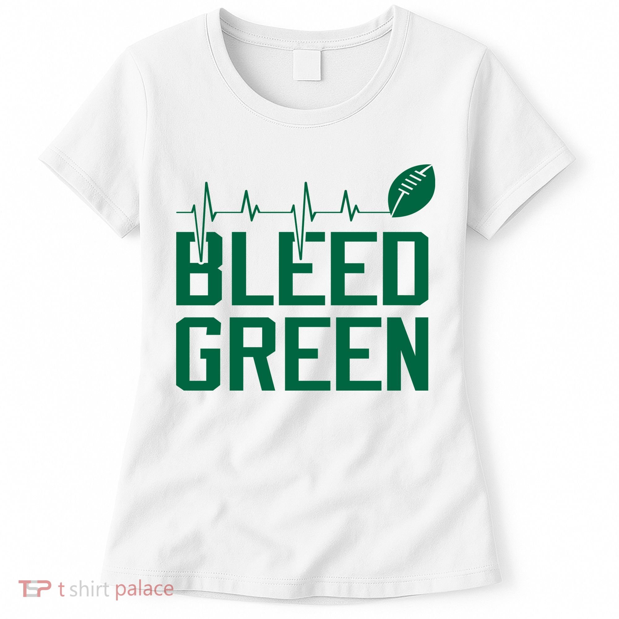 Bleed Green Football Team heart beat Women's T-Shirt