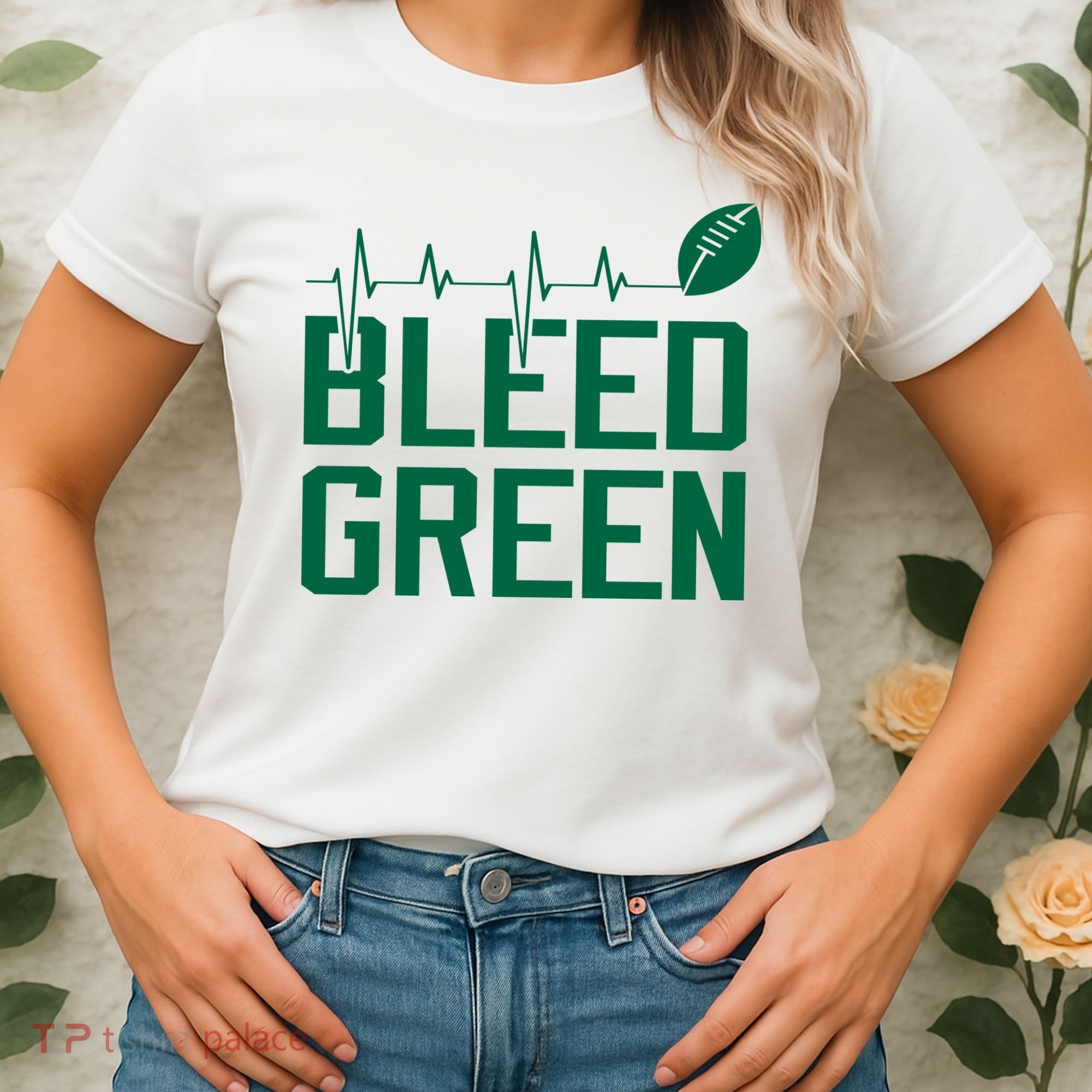 Bleed Green Football Team heart beat Women's T-Shirt