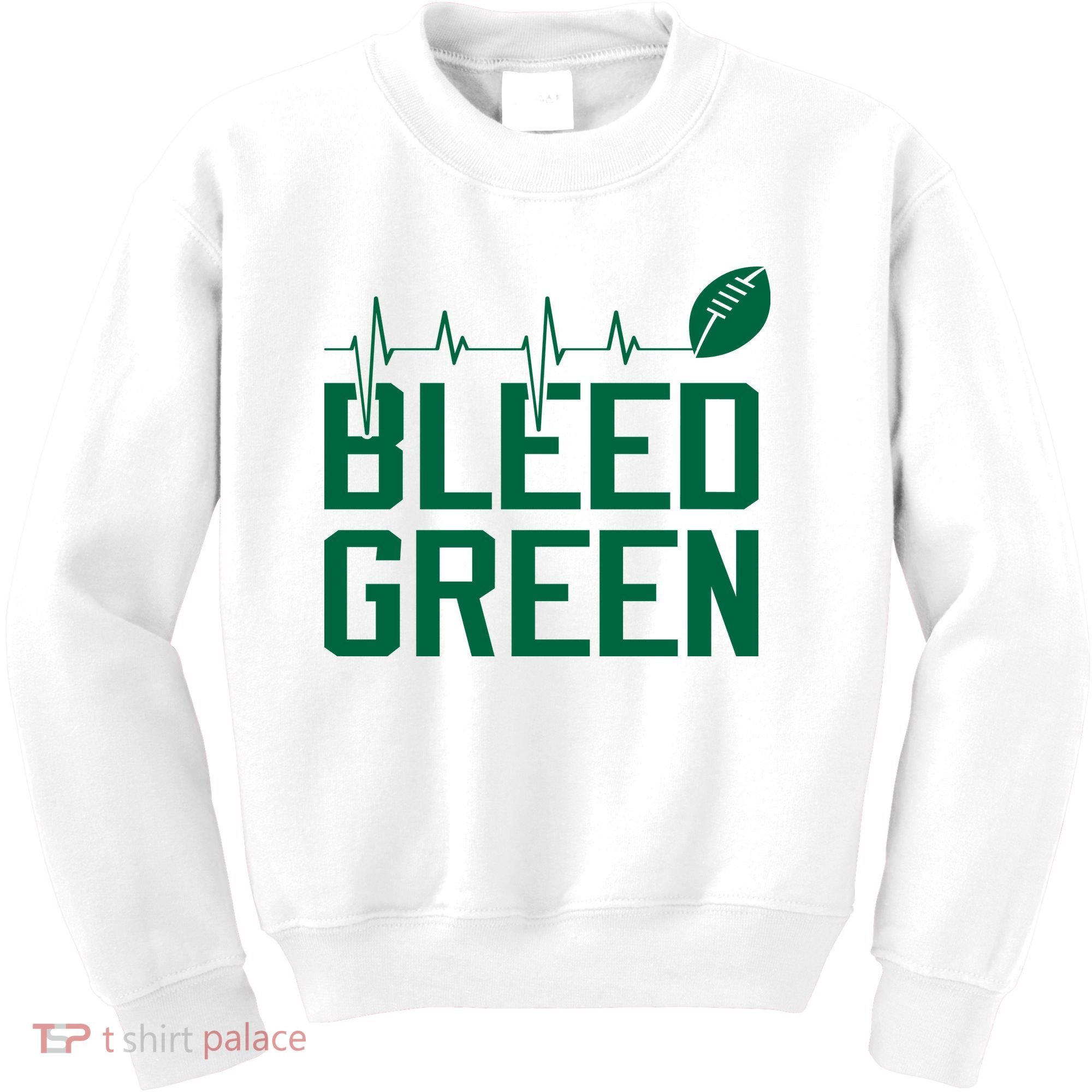 Bleed Green Football Team heart beat Kids Sweatshirt