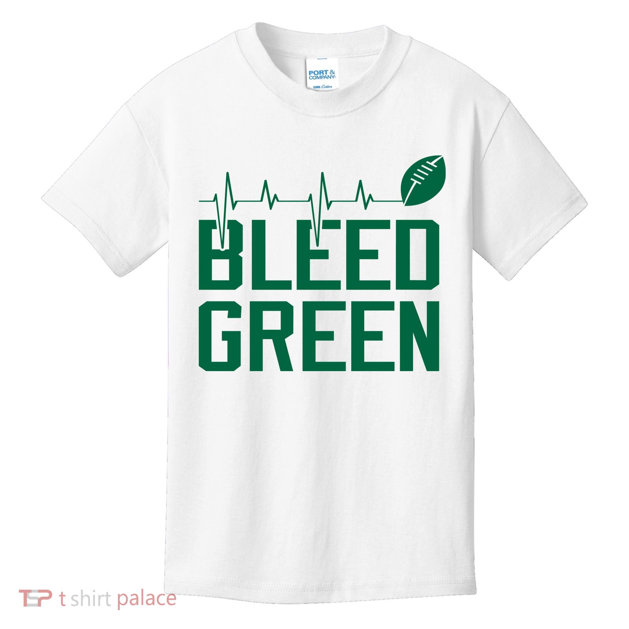 Bleed Green Football Team heart beat Kids T-Shirt