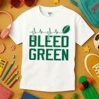 Bleed Green Football Team heart beat Kids T-Shirt thumb 3