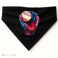 Patriotic Baseball Glove Drip Ice Cream Sprinkles 4th July USA-Made Doggie Bandana thumb 0
