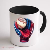 Patriotic Baseball Glove Drip Ice Cream Sprinkles 4th July Coffee Mug thumb 1