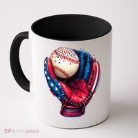 Patriotic Baseball Glove Drip Ice Cream Sprinkles 4th July Coffee Mug thumb 0
