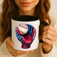 Patriotic Baseball Glove Drip Ice Cream Sprinkles 4th July Coffee Mug thumb 3