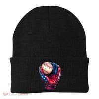 Patriotic Baseball Glove Drip Ice Cream Sprinkles 4th July Beanie thumb 0
