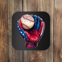 Patriotic Baseball Glove Drip Ice Cream Sprinkles 4th July Coaster thumb 0