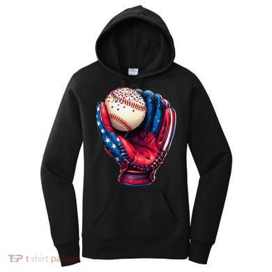 Patriotic Baseball Glove Drip Ice Cream Sprinkles 4th July Women's Hoodie