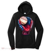Patriotic Baseball Glove Drip Ice Cream Sprinkles 4th July Women's Hoodie thumb 0