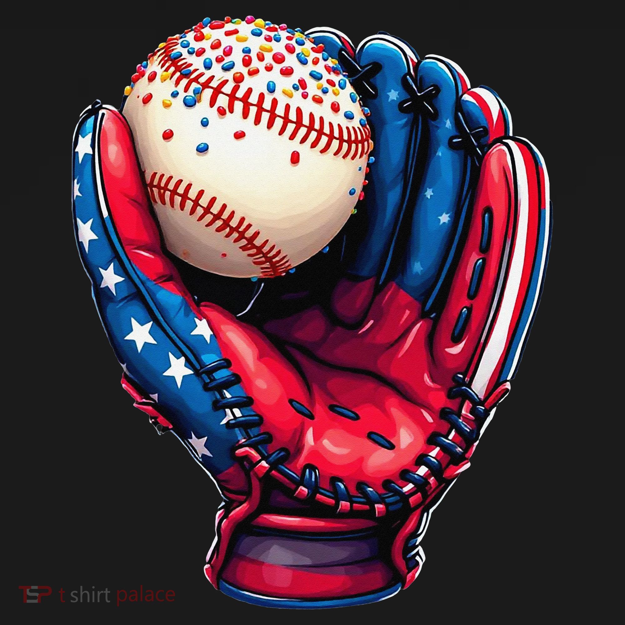 Patriotic Baseball Glove Drip Ice Cream Sprinkles 4th July Women's Hoodie
