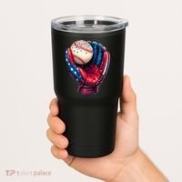 Patriotic Baseball Glove Drip Ice Cream Sprinkles 4th July Tumbler thumb 2