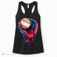 Patriotic Baseball Glove Drip Ice Cream Sprinkles 4th July Women's Tank Top thumb 0