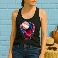 Patriotic Baseball Glove Drip Ice Cream Sprinkles 4th July Women's Tank Top thumb 2
