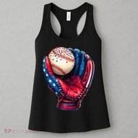 Patriotic Baseball Glove Drip Ice Cream Sprinkles 4th July Women's Tank Top thumb 3