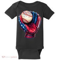 Patriotic Baseball Glove Drip Ice Cream Sprinkles 4th July Baby Bodysuit thumb 0