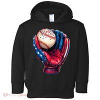 Patriotic Baseball Glove Drip Ice Cream Sprinkles 4th July Toddler Hoodie thumb 0