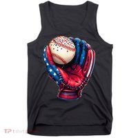 Patriotic Baseball Glove Drip Ice Cream Sprinkles 4th July Tank Top thumb 0