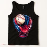 Patriotic Baseball Glove Drip Ice Cream Sprinkles 4th July Tank Top thumb 2