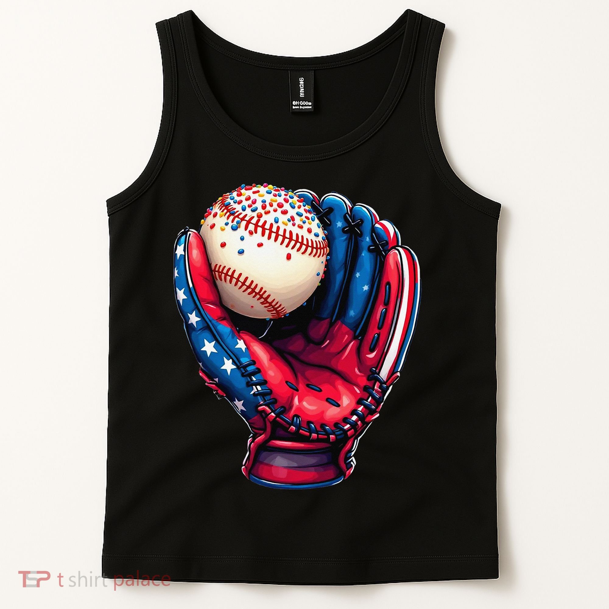 Patriotic Baseball Glove Drip Ice Cream Sprinkles 4th July Tank Top