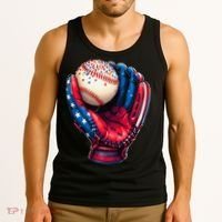 Patriotic Baseball Glove Drip Ice Cream Sprinkles 4th July Tank Top thumb 3