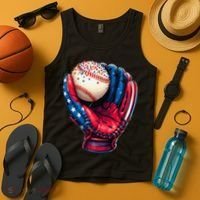 Patriotic Baseball Glove Drip Ice Cream Sprinkles 4th July Tank Top thumb 4