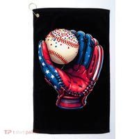 Patriotic Baseball Glove Drip Ice Cream Sprinkles 4th July Golf Towel thumb 0