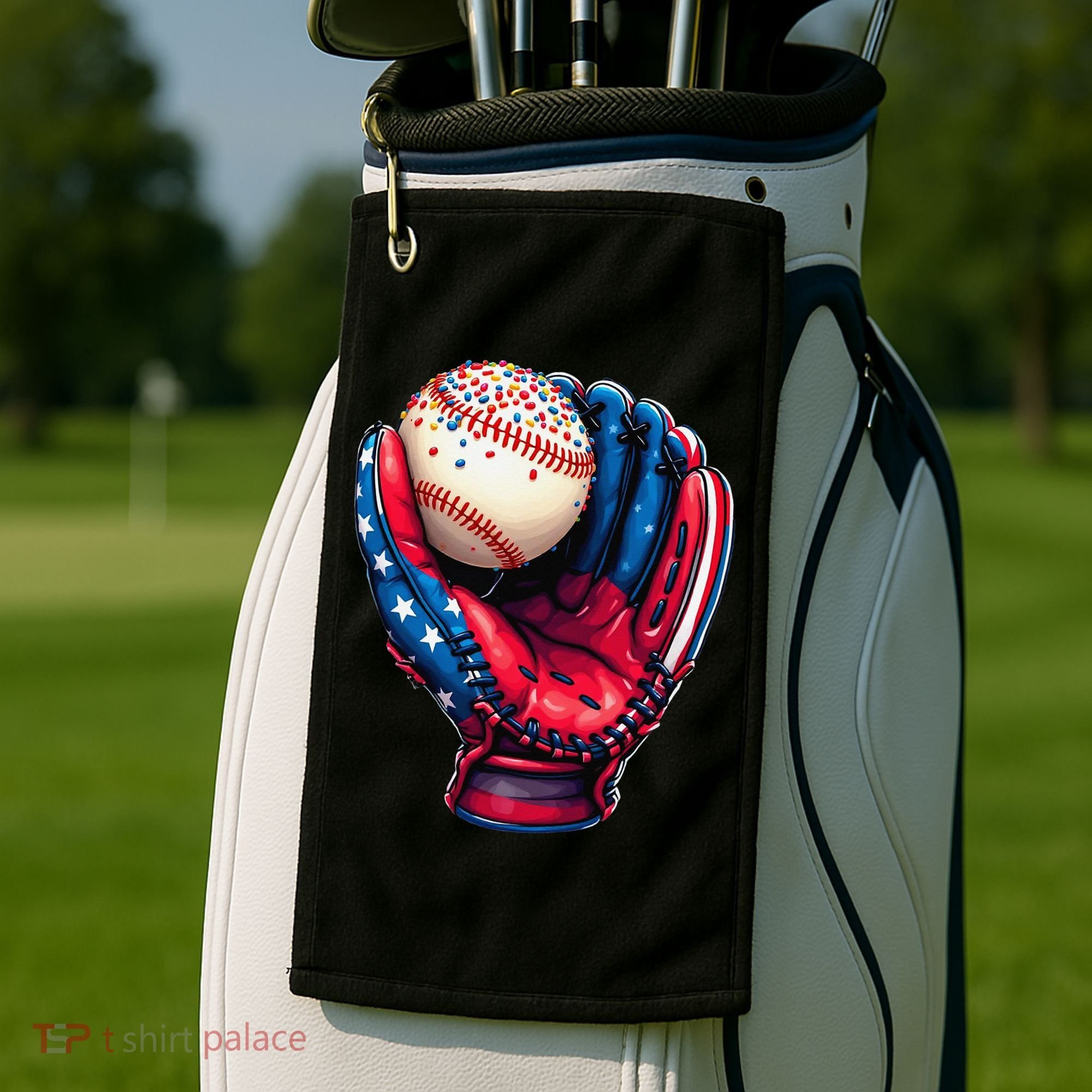Patriotic Baseball Glove Drip Ice Cream Sprinkles 4th July Golf Towel