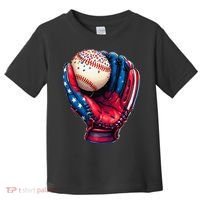 Patriotic Baseball Glove Drip Ice Cream Sprinkles 4th July Toddler T-Shirt thumb 0
