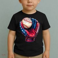 Patriotic Baseball Glove Drip Ice Cream Sprinkles 4th July Toddler T-Shirt thumb 2