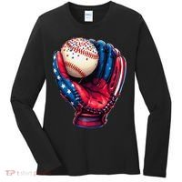 Patriotic Baseball Glove Drip Ice Cream Sprinkles 4th July Women's Long Sleeve Shirt thumb 0